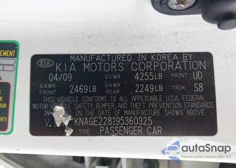 2009 Kia Optima Lx из США, поврежденный, VIN KNAGE228195360325